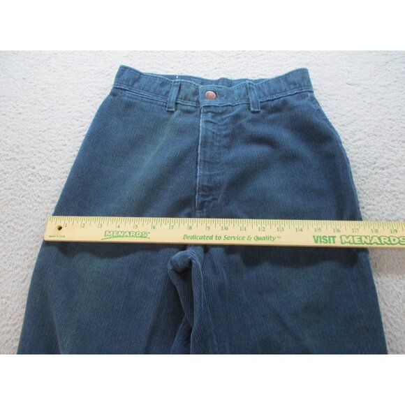 VTG 70's Corduroy Mom Pants Women's 12 High Waist Straight Leg Green Blue - Picture 3 of 13